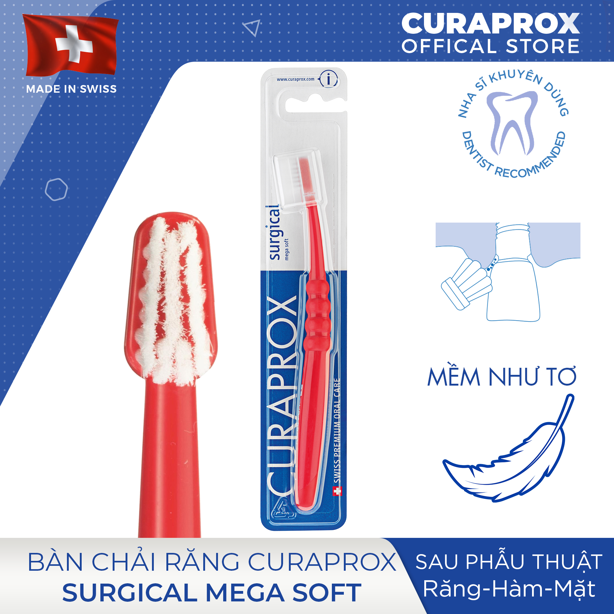 Bàn chải răng Curaprox CS Surgical Mega Soft cho răng sau phẫu thuật