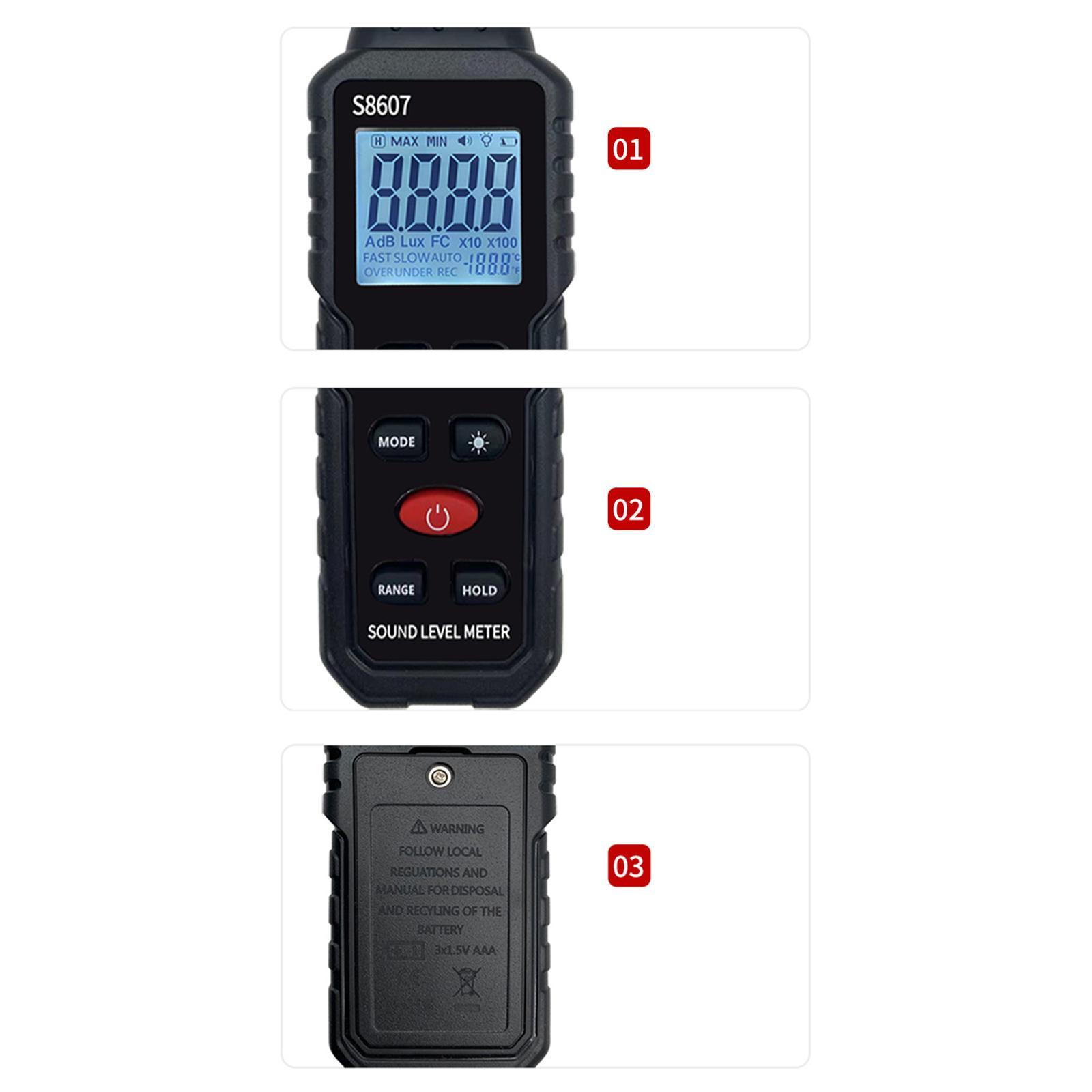 Professional Decibel Meter, Digital Sound Level Meter with Backlight Display High Accuracy