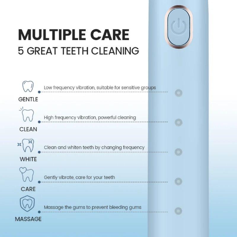 Bàn chải điện TEKKIN TI-864 5 chế độ tặng hộp đựng cá tính đánh cực mạnh - hàng chính hãng
