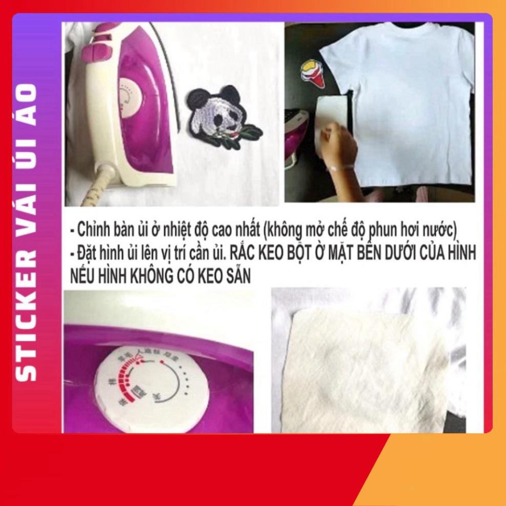 Sticker vải thêu cao cấp - theo kiểu sẵn KEO ỦI,Patch ủi dùng làm miếng vá Quần Áo,áo phao,BALO,quần jogger