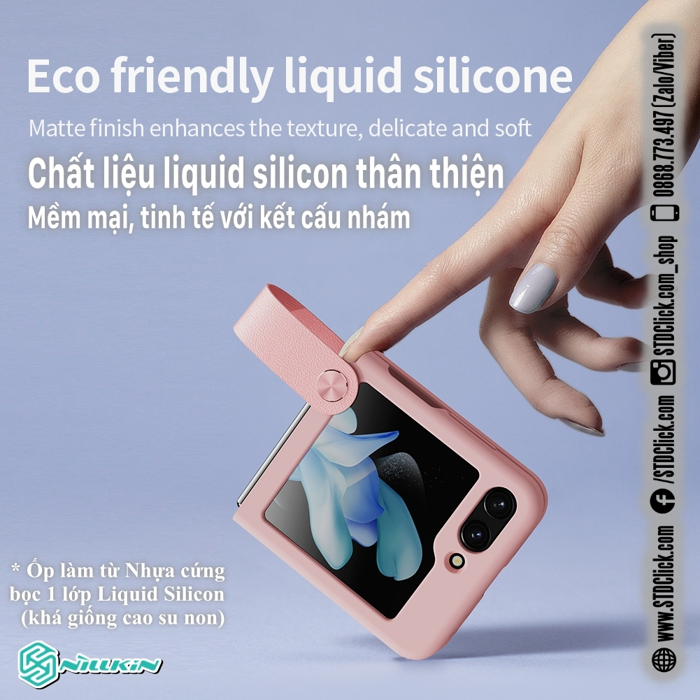 ỐP LƯNG DÀNH CHO ĐIỆN THOẠI SAMSUNG GALAXY Z FLIP 5 5G NILLKIN Flex Flip Finger Strap liquid silicone