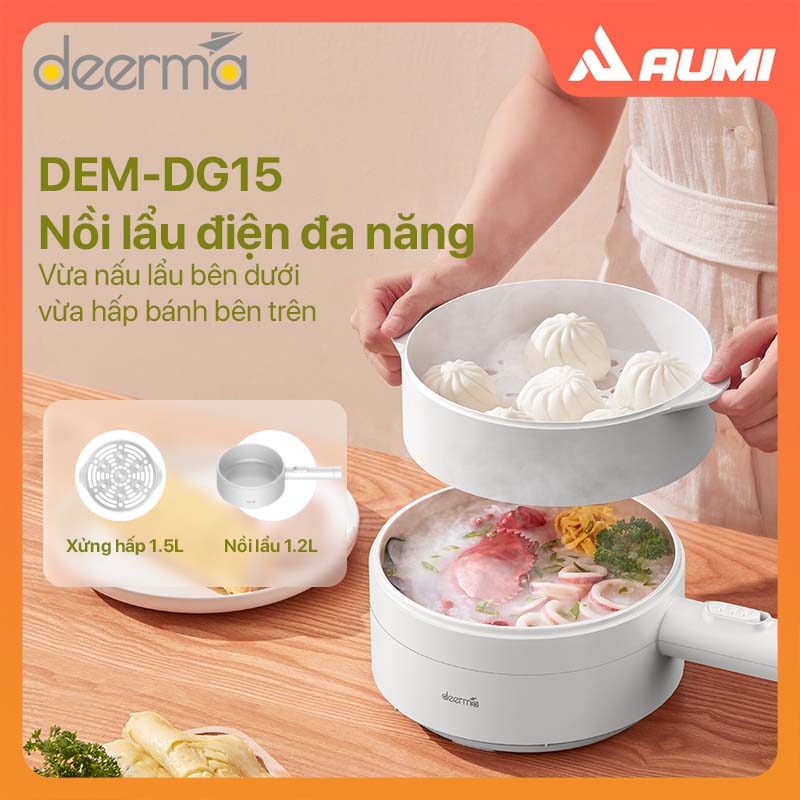 Nồi Lẩu Điện Mini Đa Năng Deerma DG15 - Hàng Nhập Khẩu