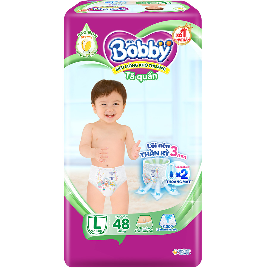 [MỚI] Tã/bỉm quần Bobby 3mm Gạo non