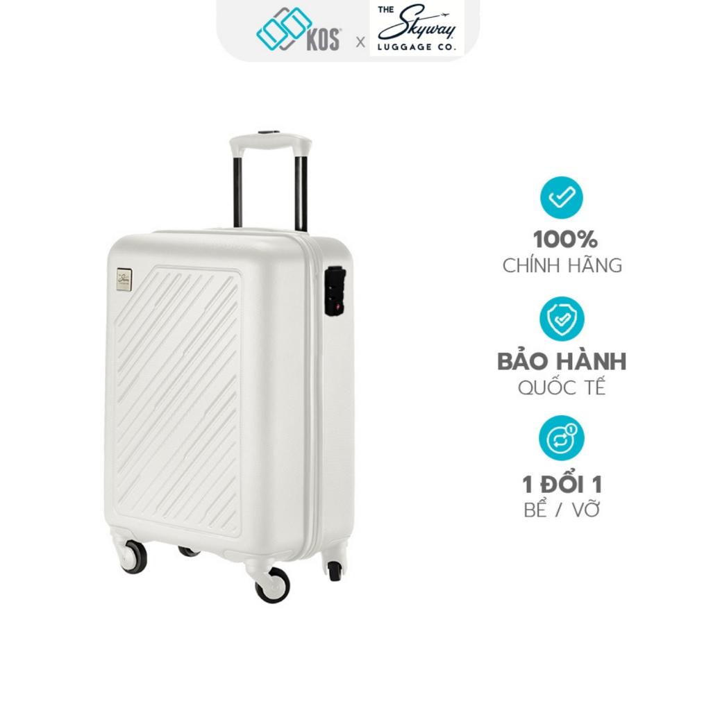 Vali du lịch Skyway Camano size 20/24/28 inch, nhựa cứng ABS, Thương hiệu Mỹ, 1 đổi 1 bể vỡ - White (Trắng)