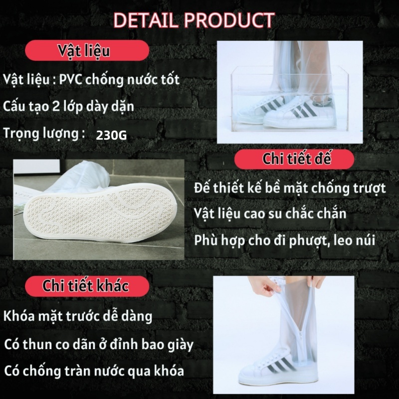 Bao Giày Đi Mưa - Áo Mưa Bọc Giày Dép Thời Trang Bằng Cao Su Khô Ráo Dù Mưa Bão