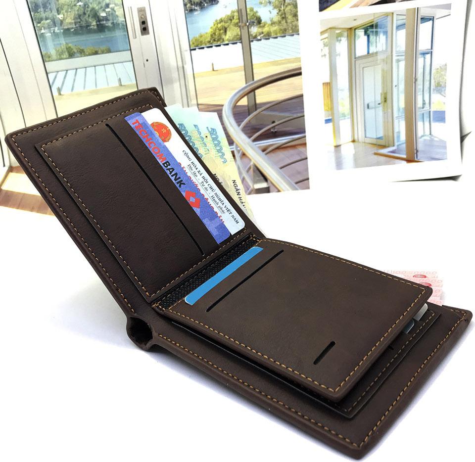 Ví , bóp da nam cao cấp có khóa kéo,  có hộp và túi làm quà tặng