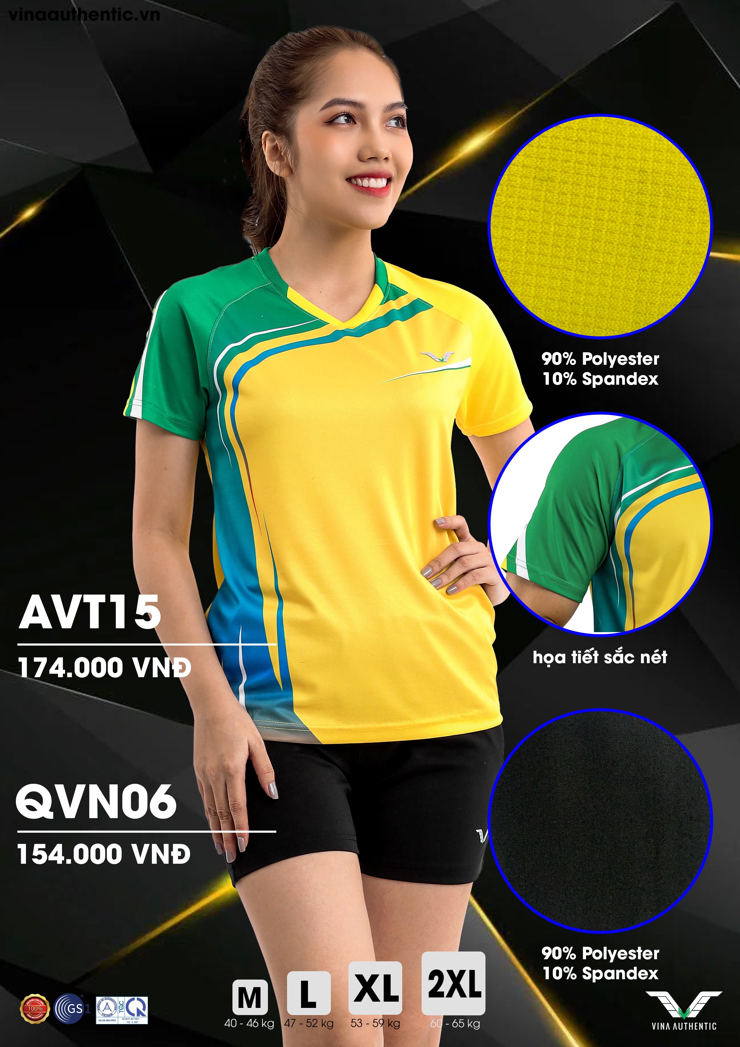 SET THỂ THAO NỮ SVNAVT15 VINA AUTHENTIC CHẤT LƯỢNG CAO CẤP, CO GIẢN, MỀM MẠI, HỢP THỜI TRANG, CHUẨN THƯƠNG HIỆU