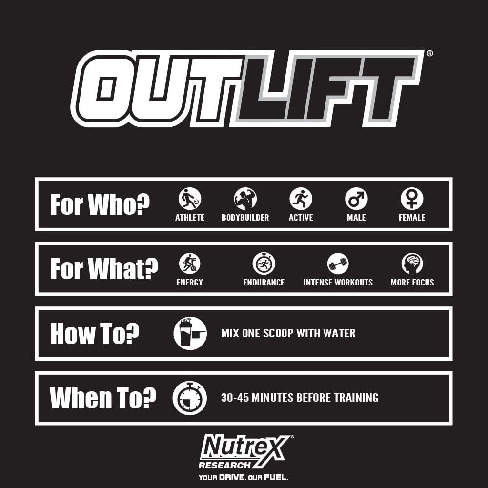 Tăng sức mạnh &amp; Sức bền - Pre-Workout Outlift từ Nuttrex - 20 Liều dùng - Hỗ trợ tập luyện, Tăng năng lượng trước tập, Citrulline, BCAA, Creatine, Beta-Alanine, Taurine