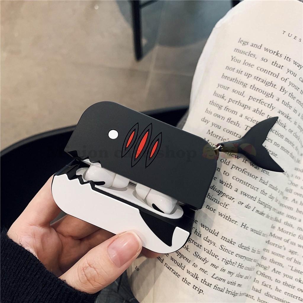 Bao Case Ốp dành cho Airpods 1/2 & cho Airpods Pro silicon 3D cá mập kute cao cấp