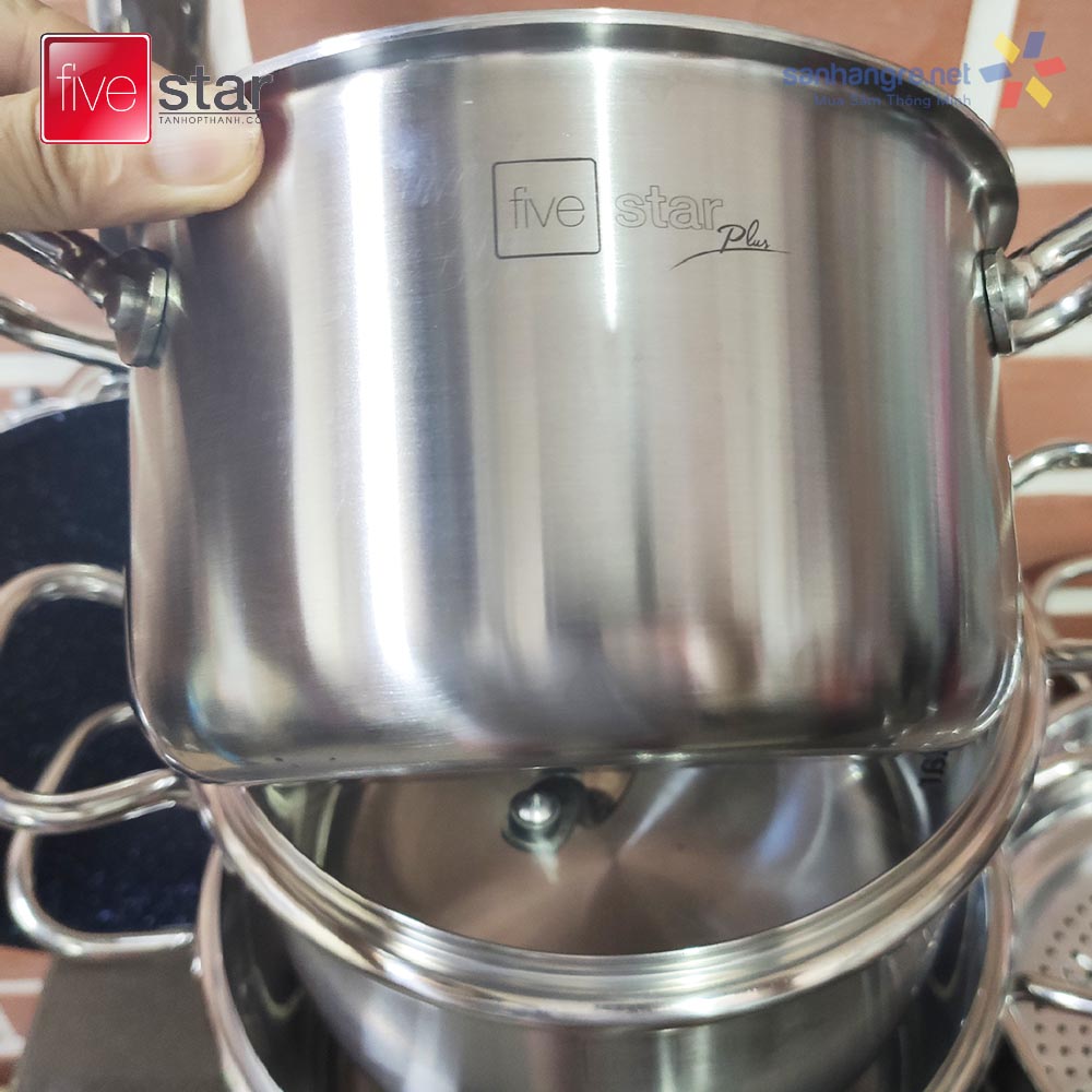Nồi Luộc Gà Thân Cao Inox 304 3 Đáy Từ Plus Fivestar