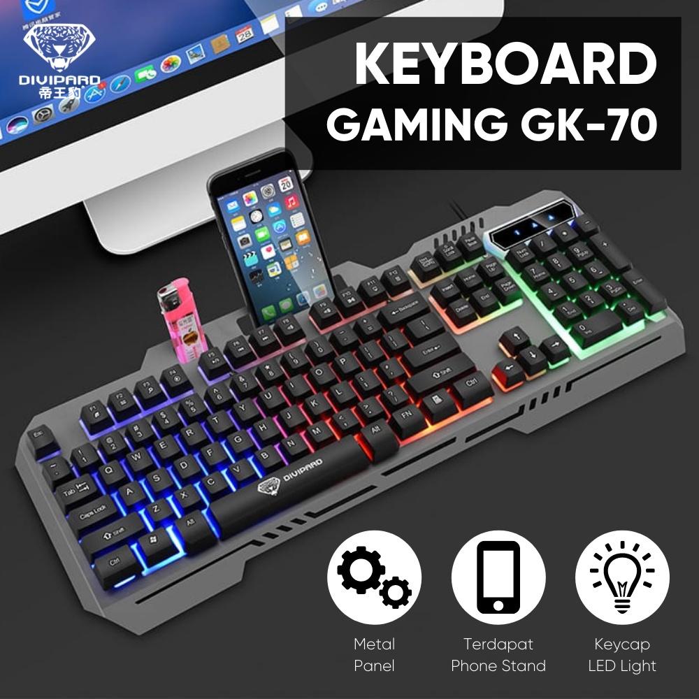 Bàn Phím Game Thủ DIVIPARD GK-70 Metal Cover LED Rainbow _ Hàng Chính Hãng