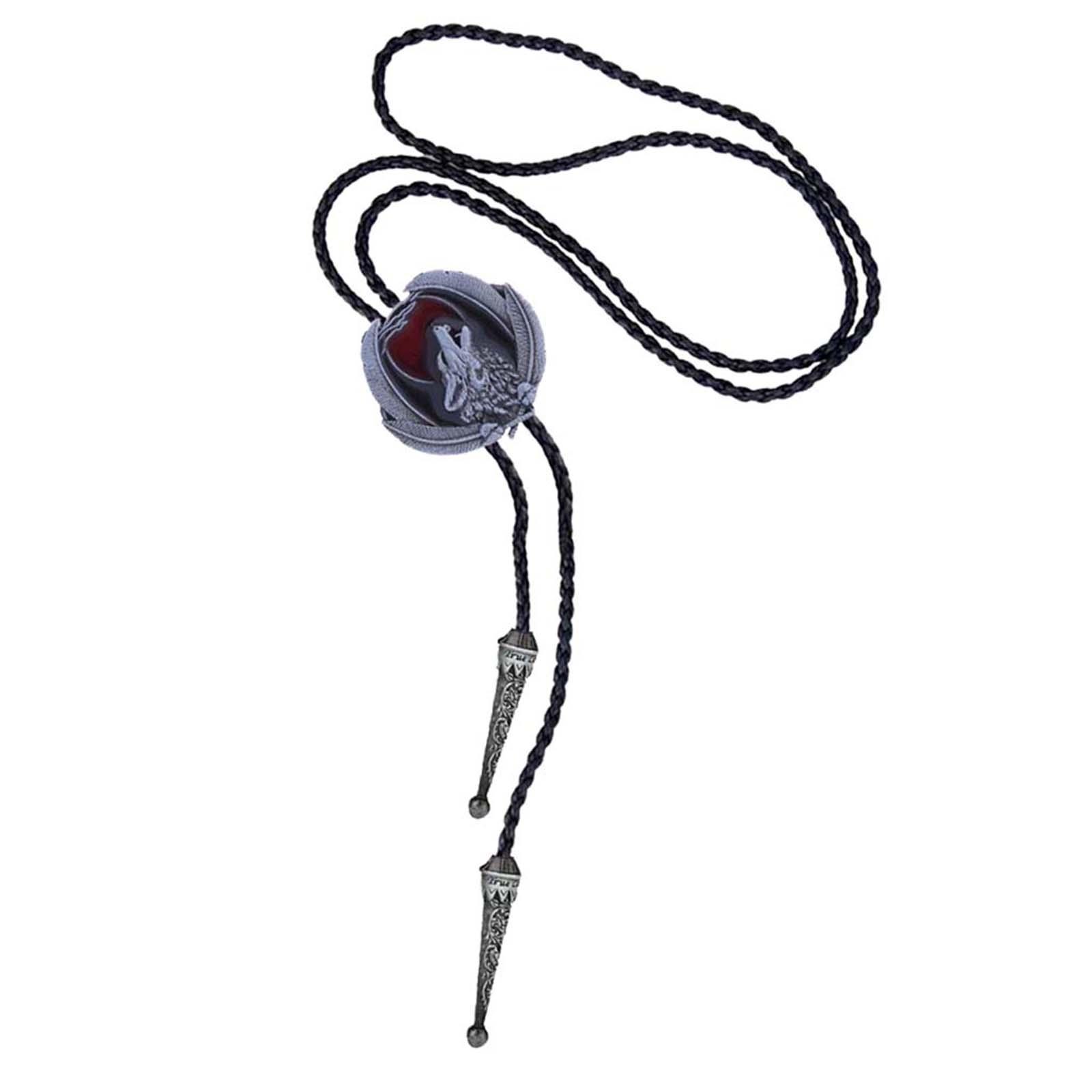 PU Western Bolo Tie Necktie Adjustable Women Men Pendant Costume Necklace