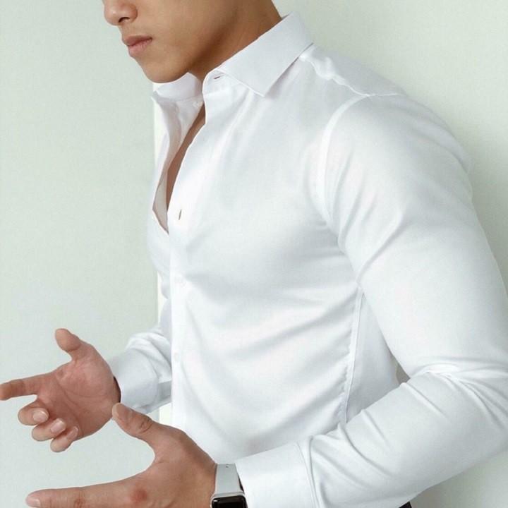 Áo sơ mi nam trắng - Sơ mi trắng nam công sở viền cánh tay thoáng mát, không nhăn