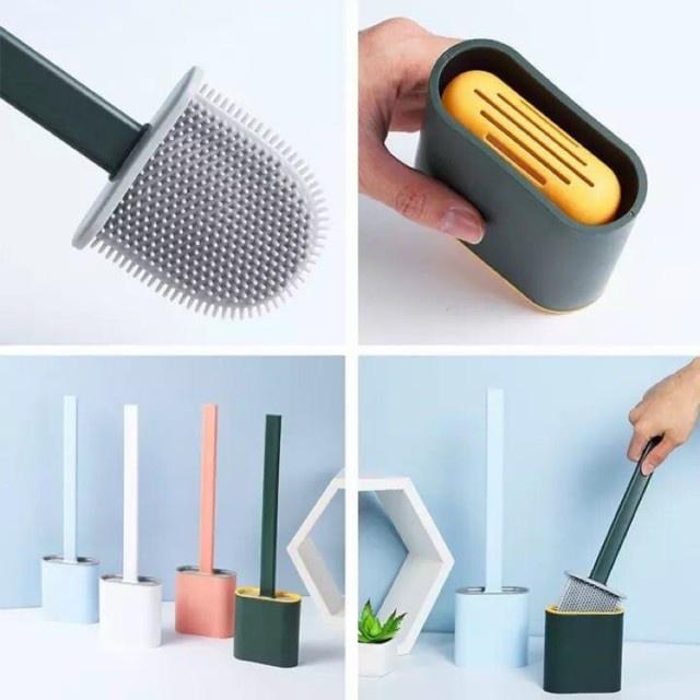 Cọ toilet silicon có ống cắm, sạch sẽ dễ vệ sinh