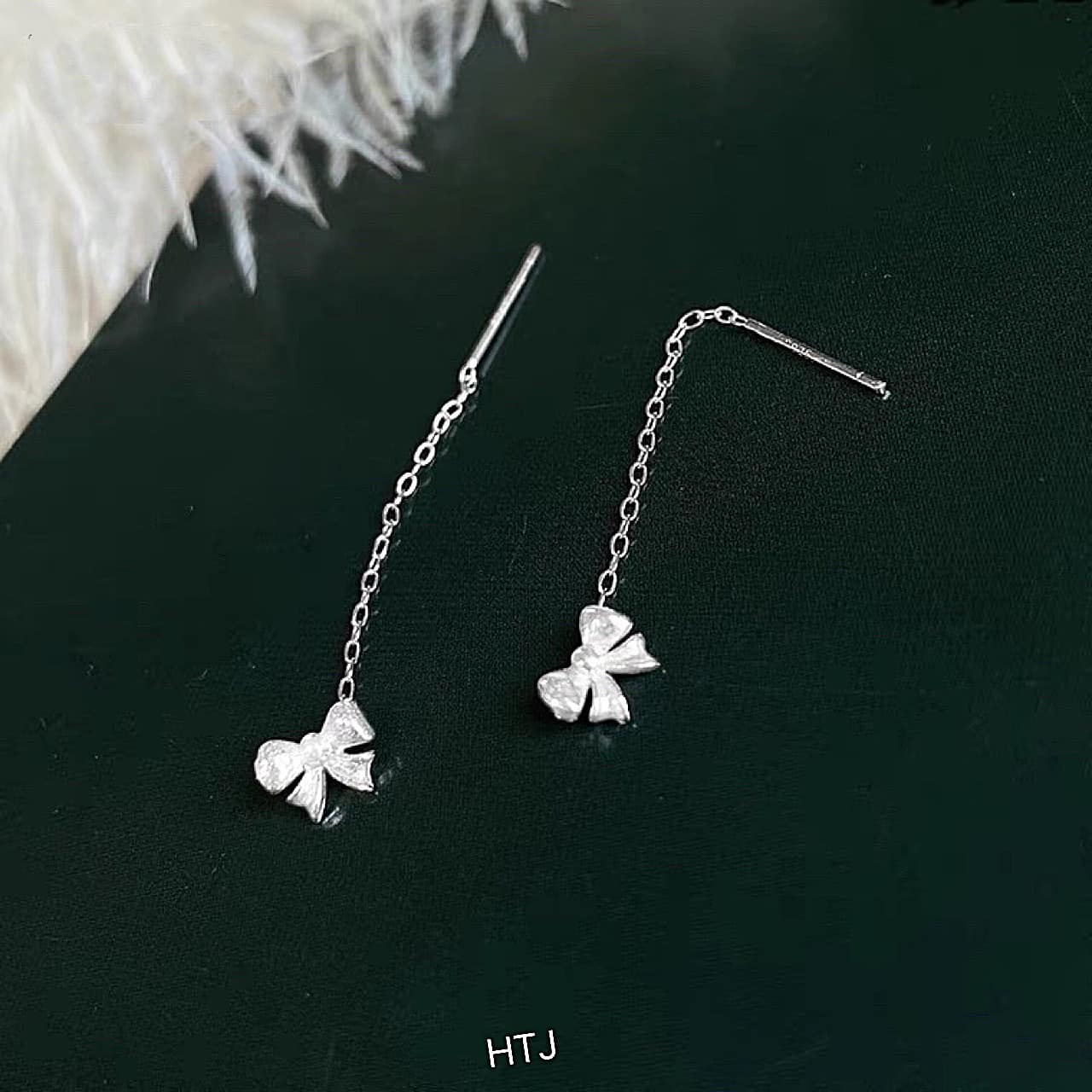 Bông tai bạc tua nơ đá chất liệu bằng bạc s925 MS0502
