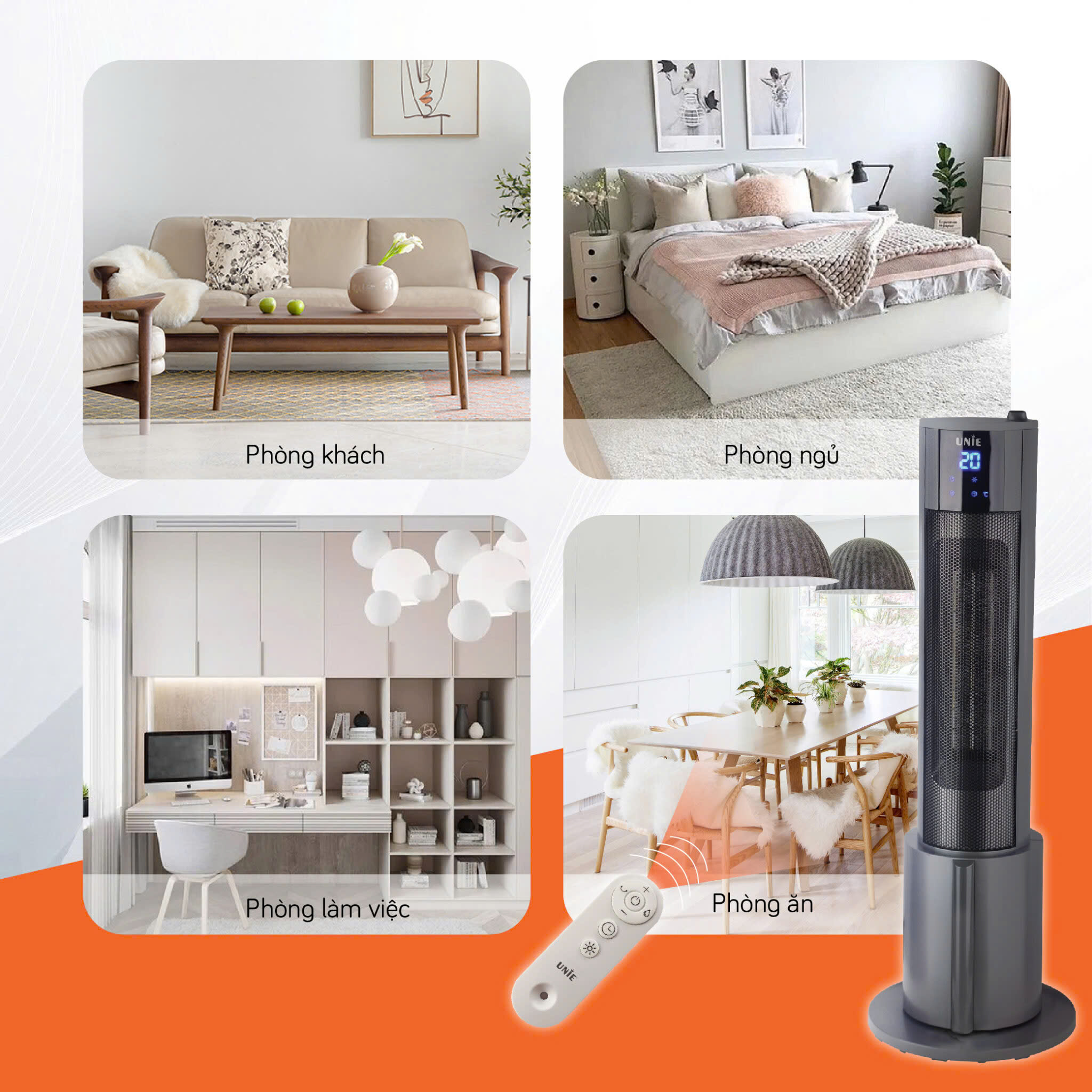 [Hàng chính hãng] Máy sưởi gốm Unie UE129