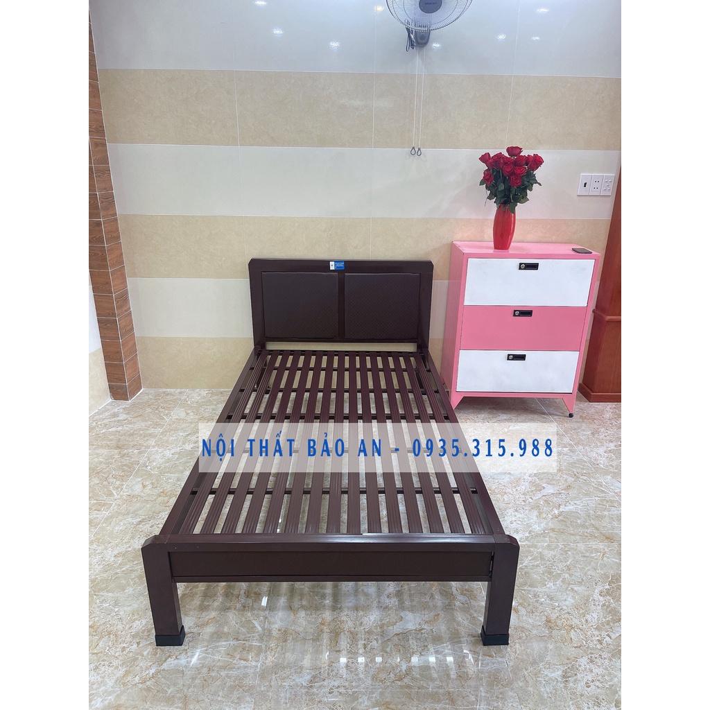 Giường sắt kiểu gỗ cao cấp BẢO AN - 1M2X2M, tháo lắp dễ dàng, miễn phí vận chuyển nội thành HCM