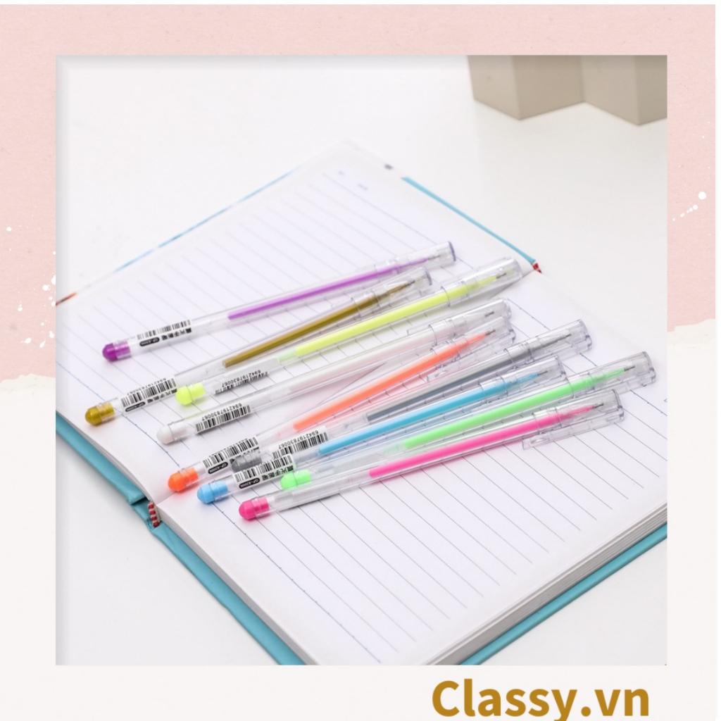Bút gel Classy nhũ ngòi 0.5mm nhiều màu tùy chọn cho học sinh/sinh viên; dùng viết lên sổ lưu bút, quà tặng, thiệp PK487