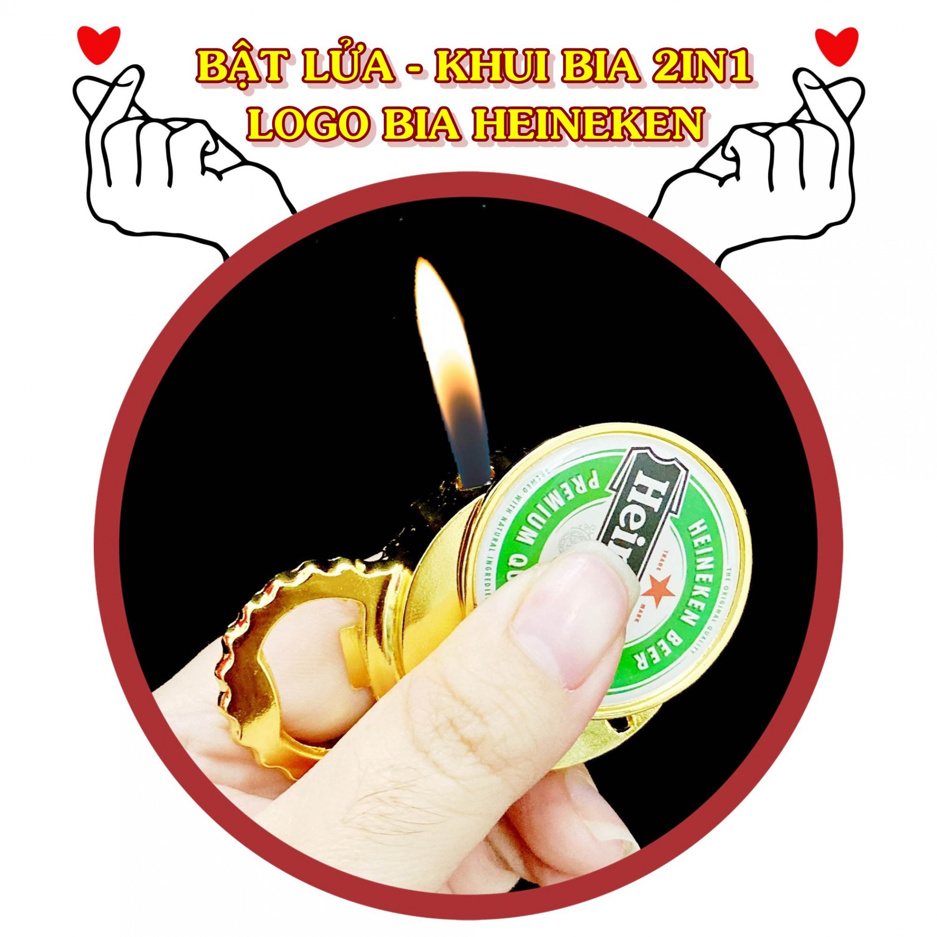 Hột Quẹt Bật Lửa Khui Bia 2in1 logo bia HEINEKEN - xài ga