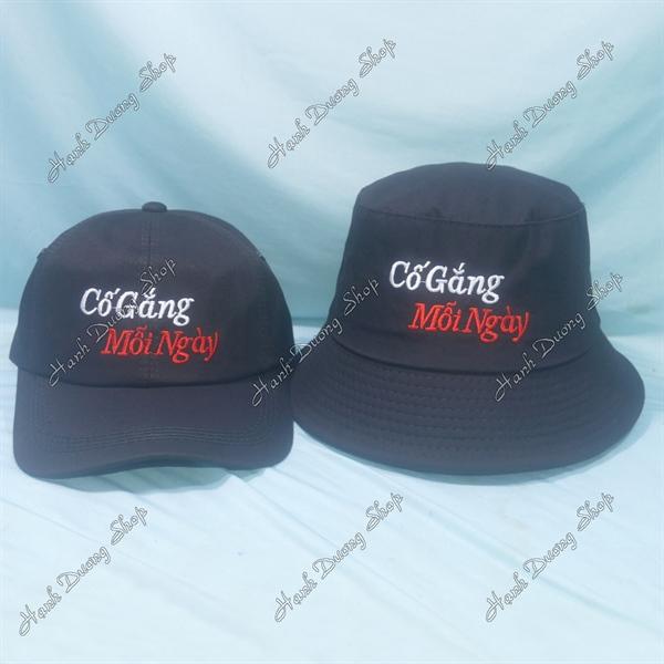 Set Nón Cặp Bucket &amp; Cap Cố Gắng Mỗi Ngày (CGM01);(KMG01) - Combo Cố Gắng Mỗi Ngày