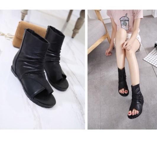 Giày Sandal Chiến Binh Bốt Cao Cổ Cá Tính Cực Sang Chảnh Hot Trend Màu Đen