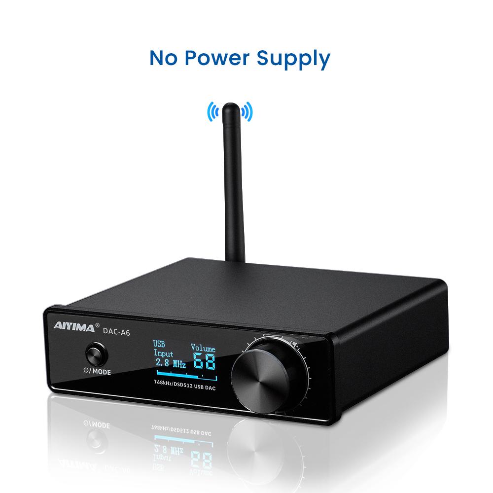 AIYIMA DAC A6 BT ESS9038Q2M Bộ Khuếch Đại HIFI XMOS XU208 32BIT 768KHz DSD512 USB DAC APTX-HD Bộ Giải Mã Âm Thanh DẪN QUANG HỌC Với MÀN HÌNH OLED
