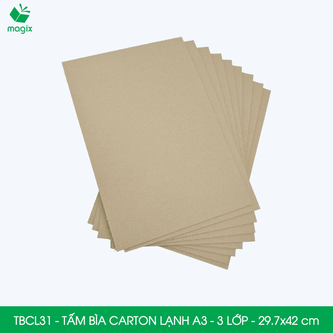 TBCL31 - A3 - Xấp 10 tấm bìa carton lạnh 3 lớp cho đóng gói, lót hộp, giữ form hàng, làm đồ handmade