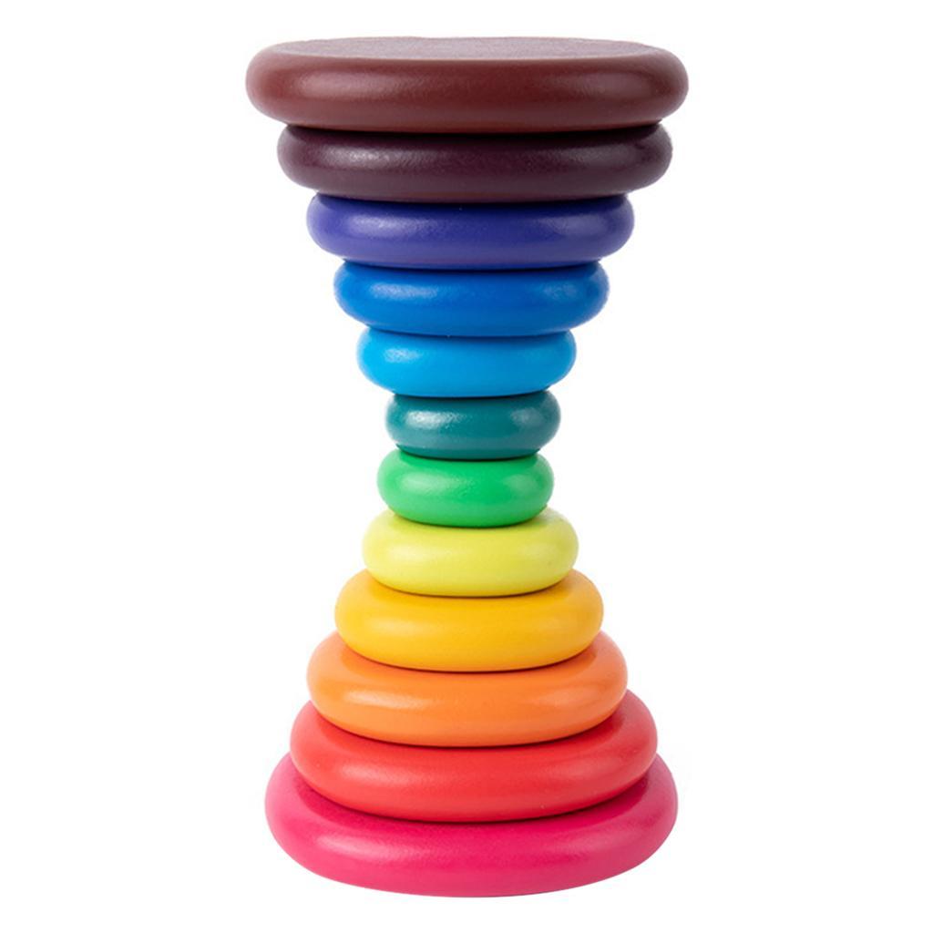 Wood Stacking Blocks Balancing Stone for Boy and Girl Fine Motor Skill Toy 6pcs