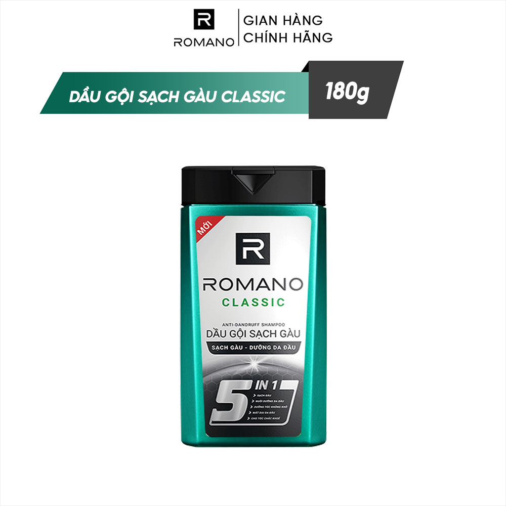 Dầu gội cao cấp Romano Classic Antidandruff cổ điển lịch lãm & ngăn gàu trở lại 180gr