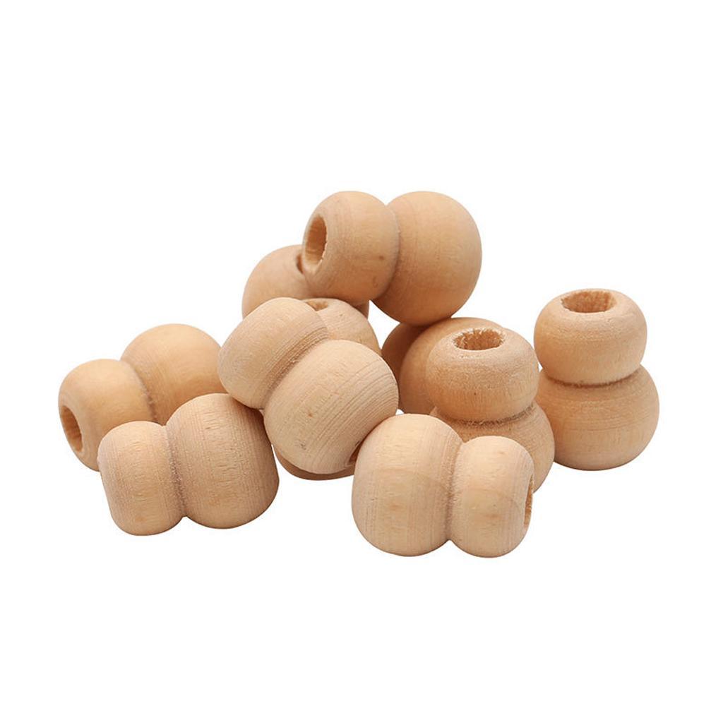 50x Gourd Wood Beads with Hole Spacer Beads Charms Jewelry Making Beading Craft