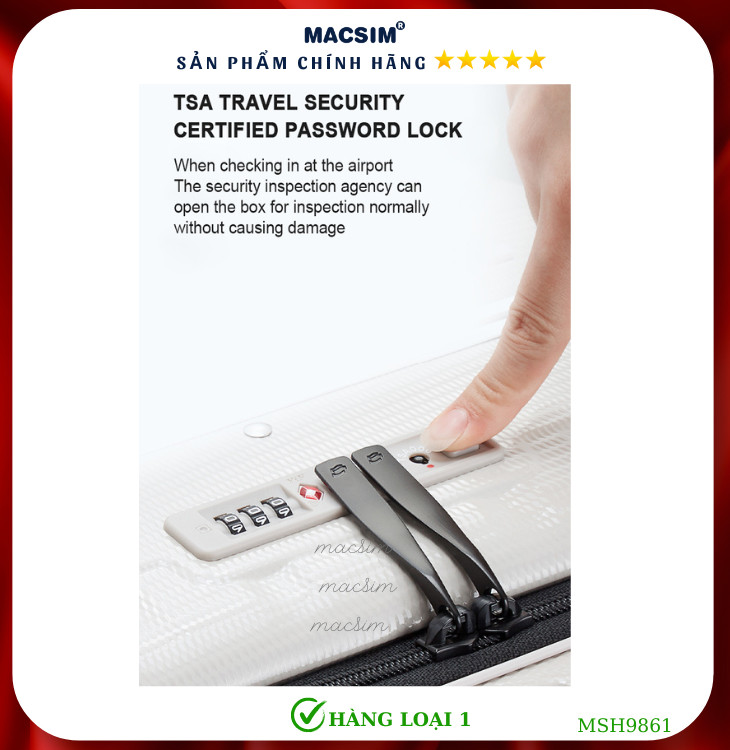 Vali cao cấp Macsim Hanke MSH9861 size 24 màu trắng- Hàng loại 1