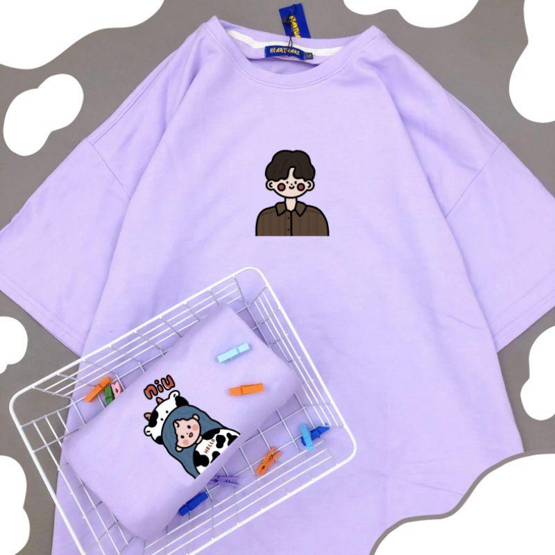 Áo thun 100% cotton tay lỡ ulzzang unisex áo đôi - ẢNH THẬT