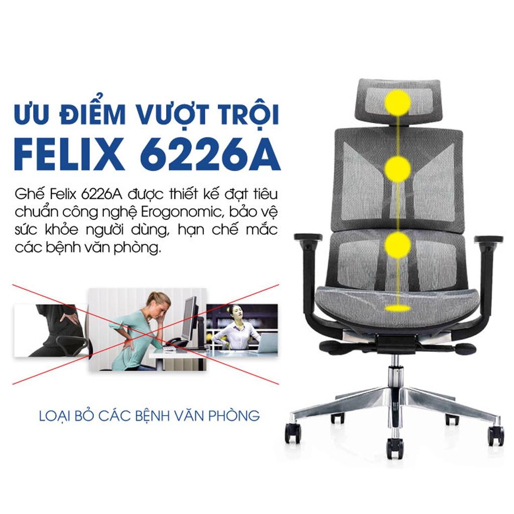 Ghế công thái học GOVI Ergonomic Felix F6226A Thiết kế bảo vệ sức khỏe