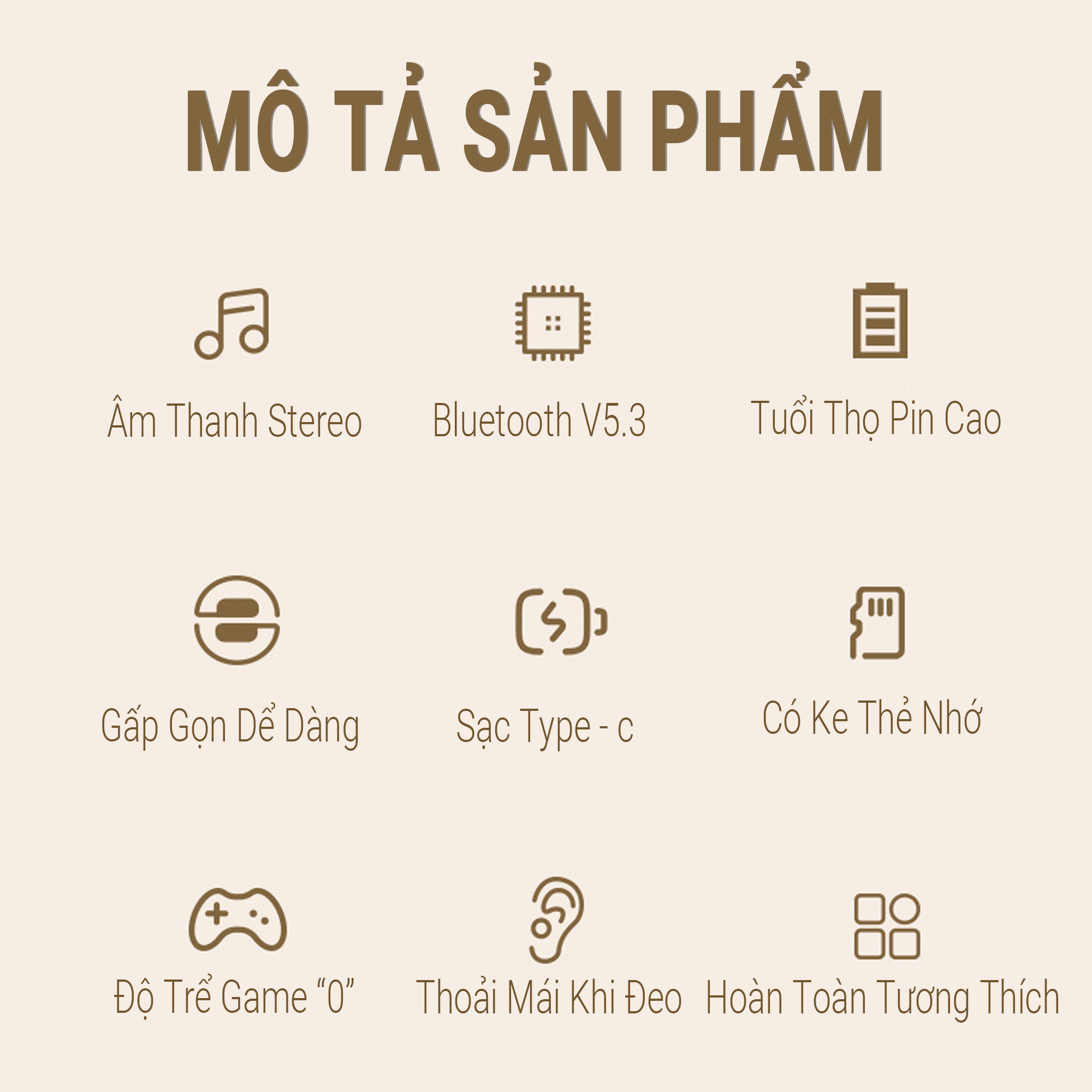 Tai Nghe Bluetooth Chụp Tai , Headphone Không Dây Bluetooth Có Mic Đàm Thoại Tiện Lợi, Có Thể Gấp Gọn , Pin Cực Khỏe Bluetooth 5.3 Cao Cấp Besti - Hàng Chính Hãng