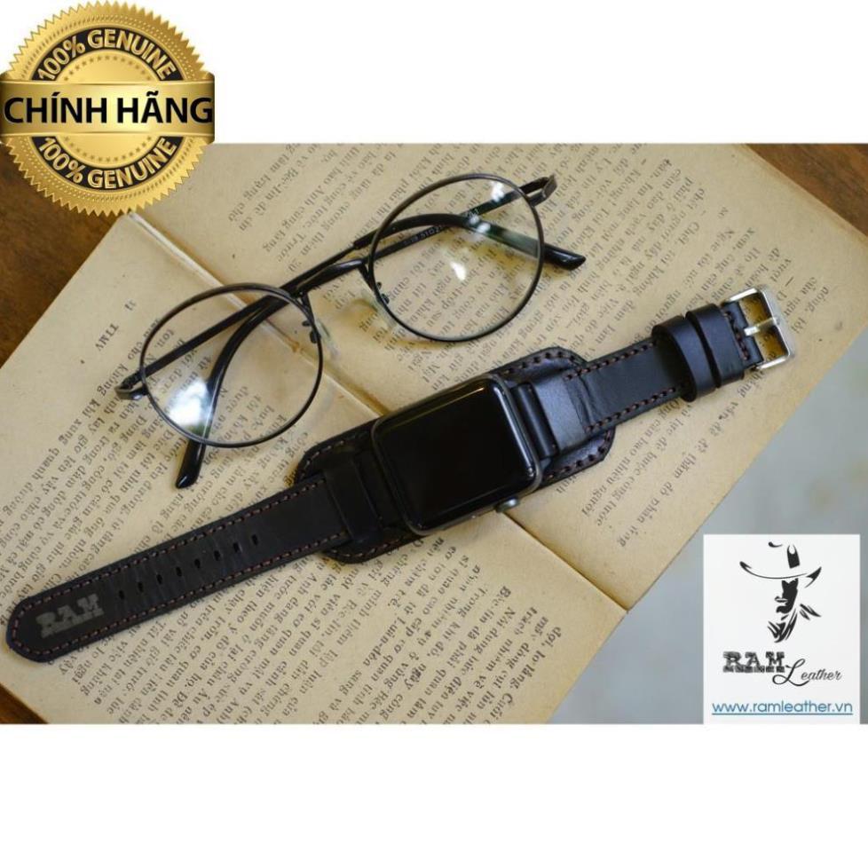 DÂY DA BÒ ĐEN KIỂU ĐỨC DÀNH CHO APPLE WATCH + RAM BUNDSTRAP B1 BLACK - HÀNG CHÍNH HÃNG