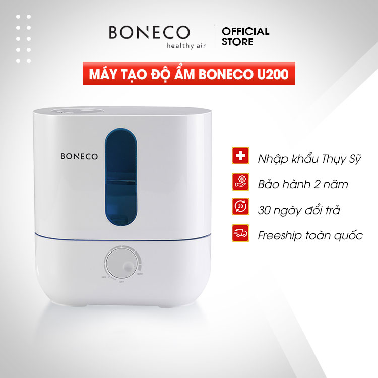 Máy Phun Sương Tạo Ẩm Cao Cấp BONECO U200 Khuếch Tán/Xông Tinh Dầu, Bộ Lọc Kháng Khuẩn Chống Viêm Mũi Cho Trẻ Em, Giữ Ẩm Da - Hàng Nhập Khẩu