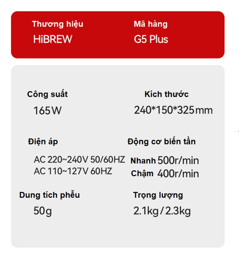 Máy xay hạt cà phê chuyên nghiệp Single Dose, tích hợp 36 chế độ xay. Thương hiệu Mỹ cao cấp HiBREW - G5 Plus. HÀNG CHÍNH HÃNG