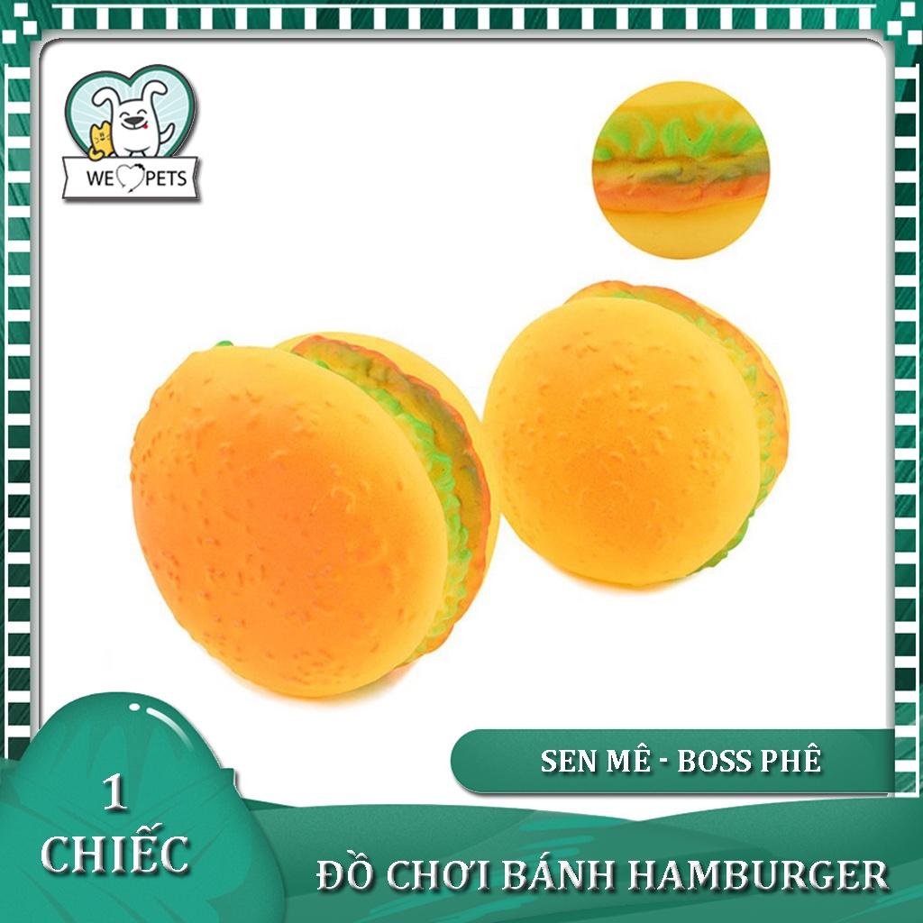 1 đồ chơi cho chó mèo cao su hình bánh Hamburger phát tiếng cho chó gặm