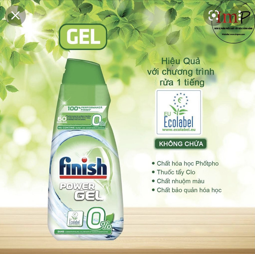 Gel rửa chén bát hữu cơ sinh học Finish Eco 0%