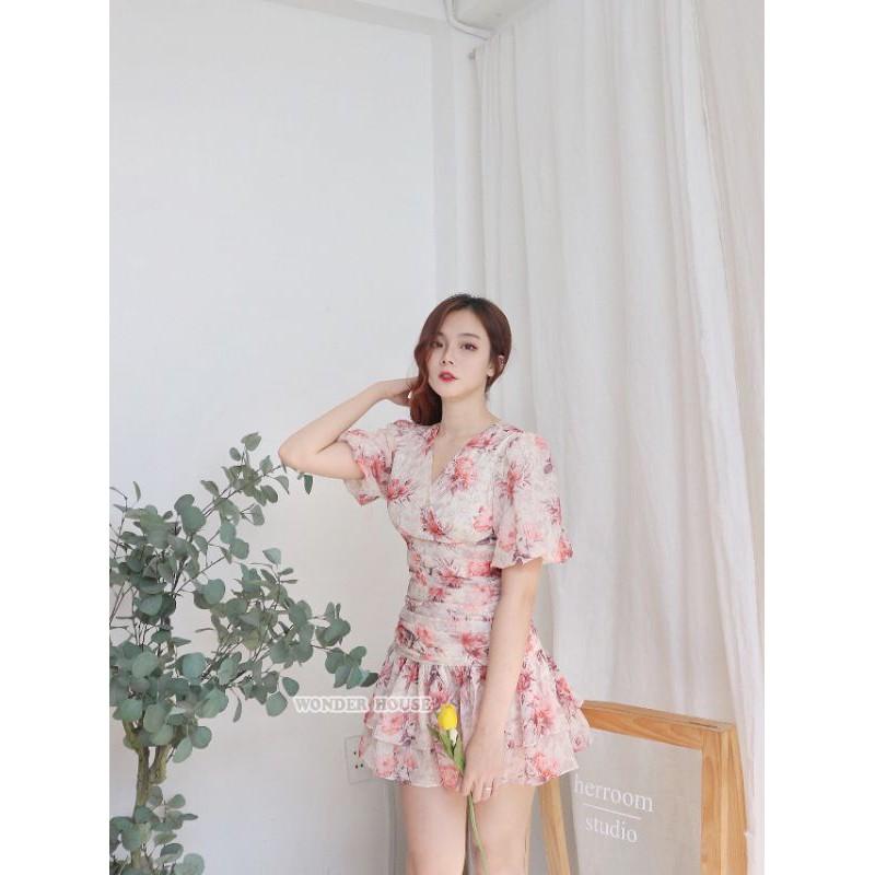 Đầm WONDERHOUSE cổ tim nhún bèo