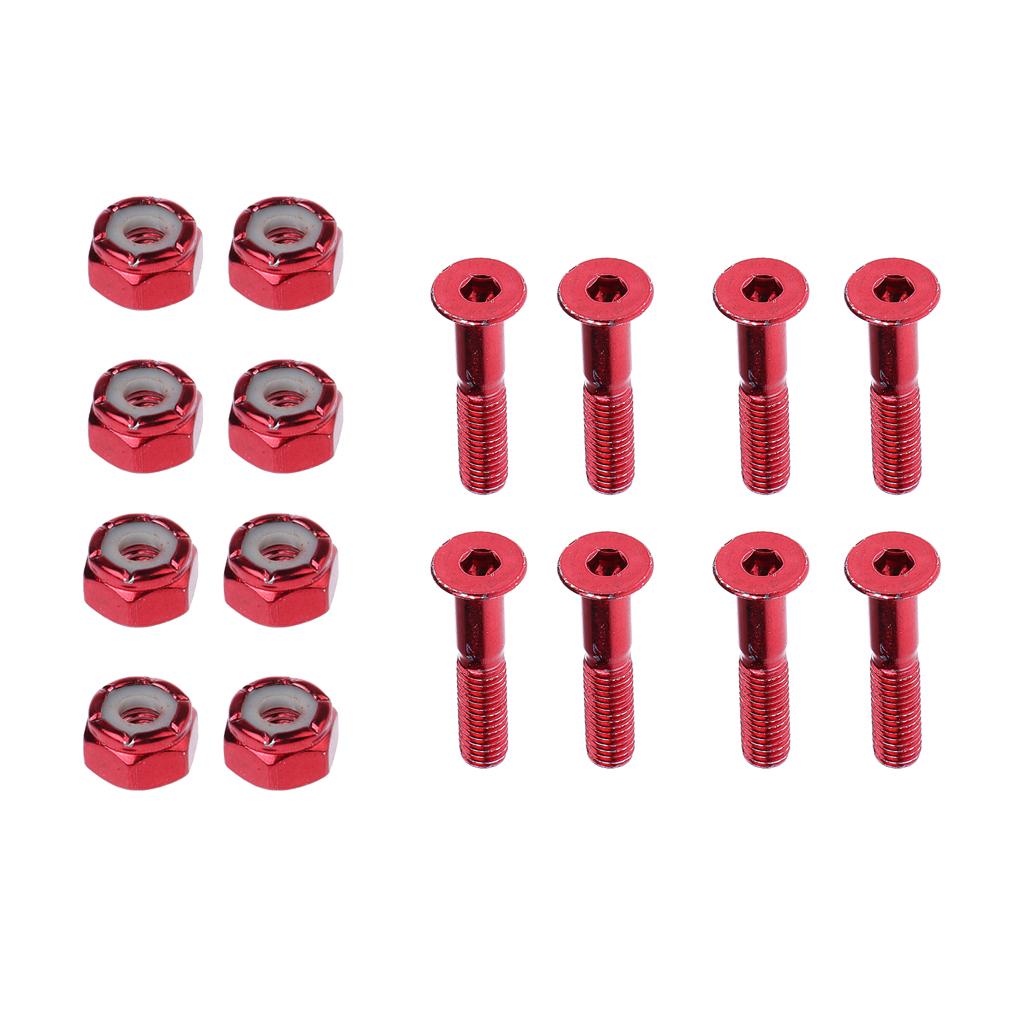 2x8pcs Replacement Skateboard Truck Hardware Set Longboard Screws Bolts Red