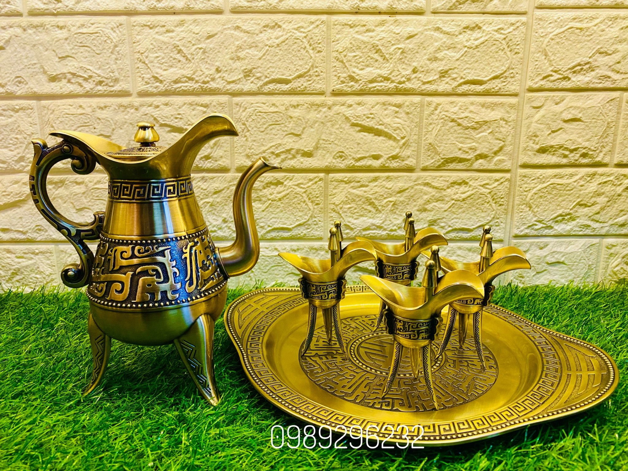 BỘ BÌNH LY ĐỰNG RƯỢU BẰNG ĐỒNG KIỂU NHÀ TẦN