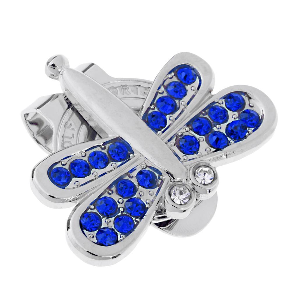 Alloy Golf Crystal Hat Cap Clip with Magnetic Detachable Ball Marker Crystal Dragonfly Shape for Ladies