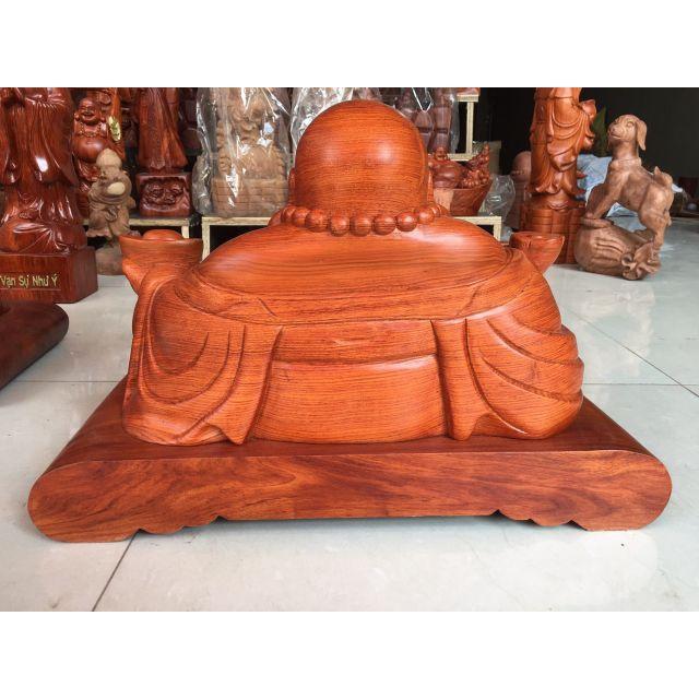 Di lặc ngồi để bàn đế tràng hạt gỗ hương