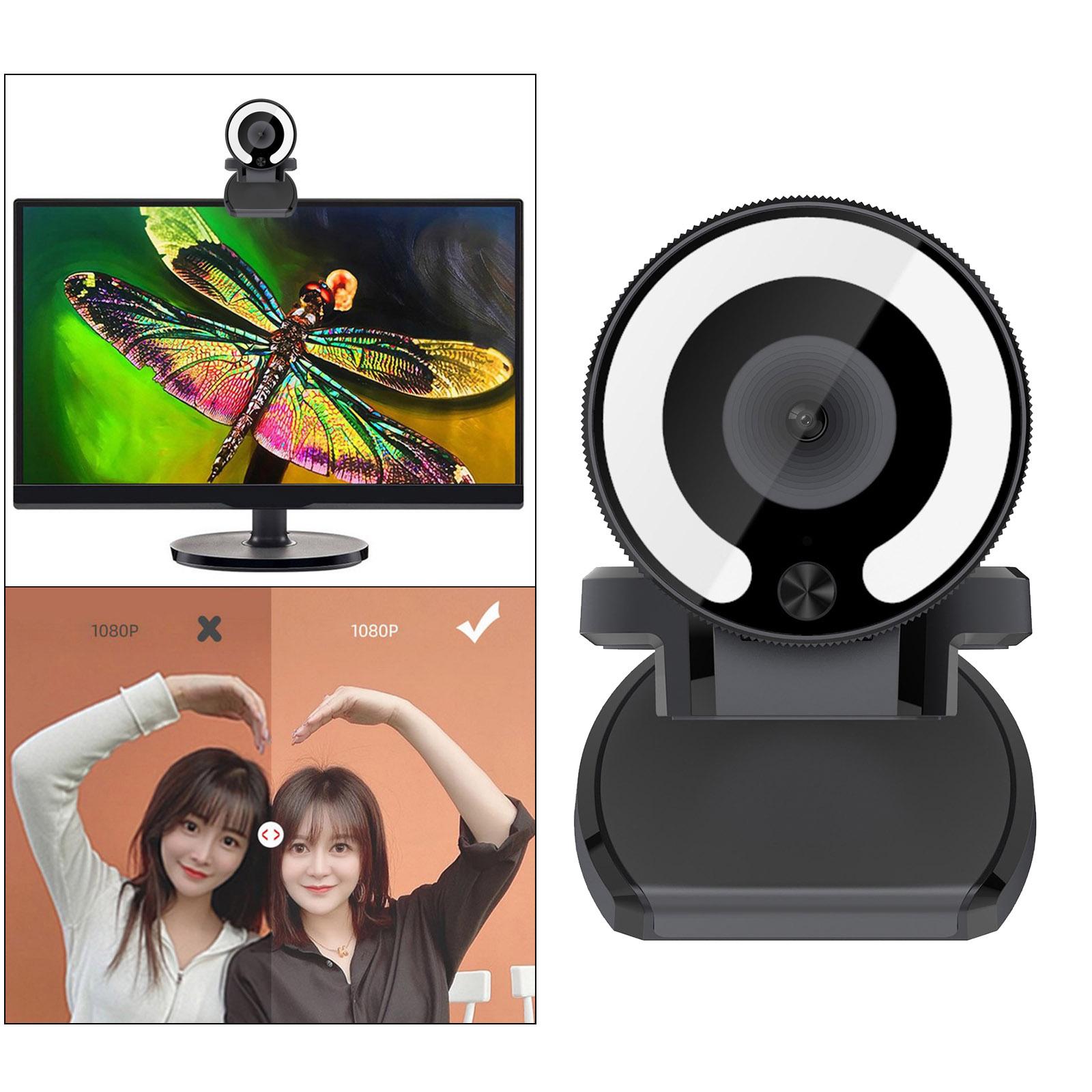 1080P Webcam with  Light Face Camera Auto Focus Built-in Plug And Play Microphone with Computer Mount Clip