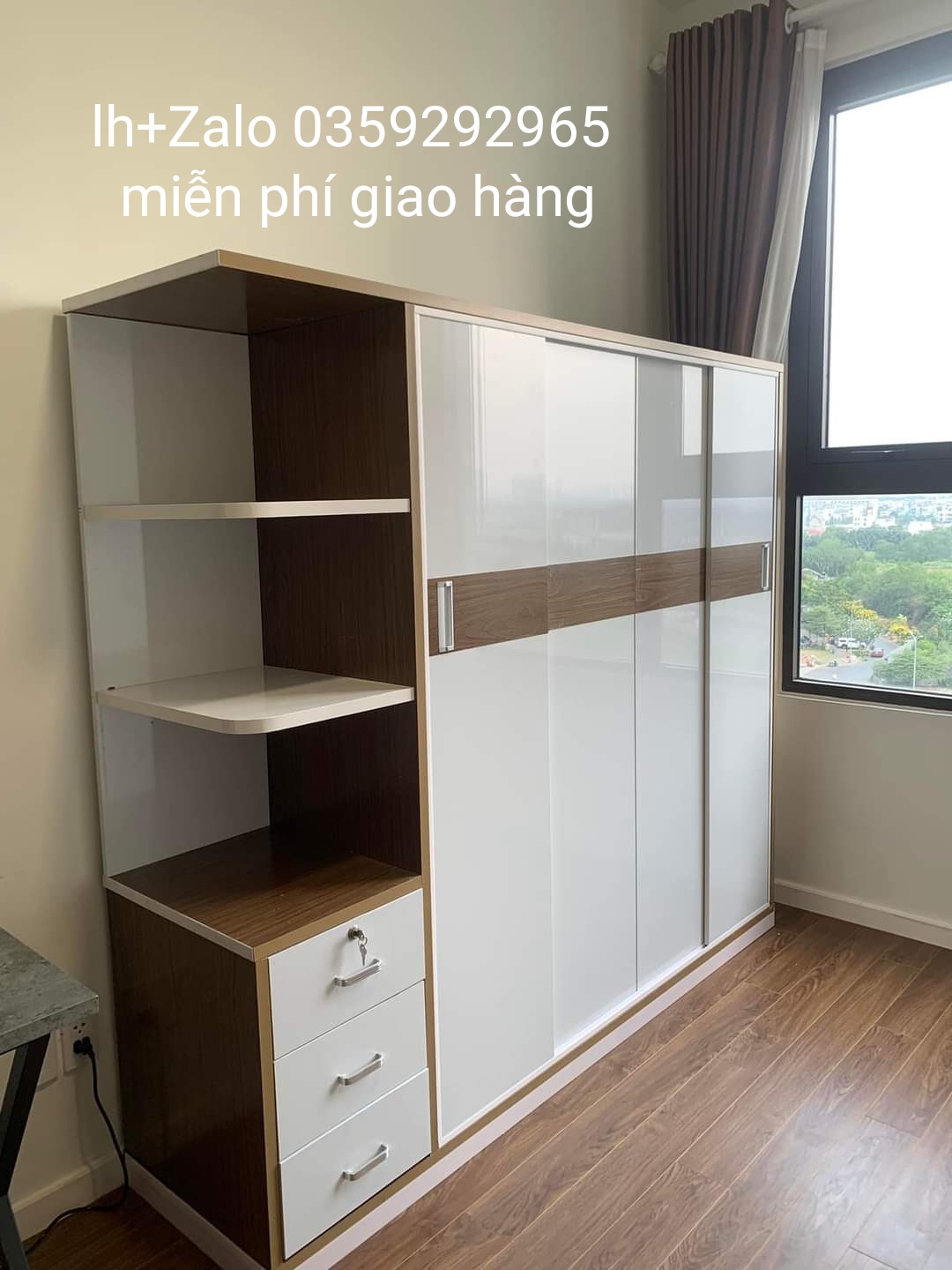 Tủ nhựa đài Loan 4 cánh 1 kệ cửa lùa
