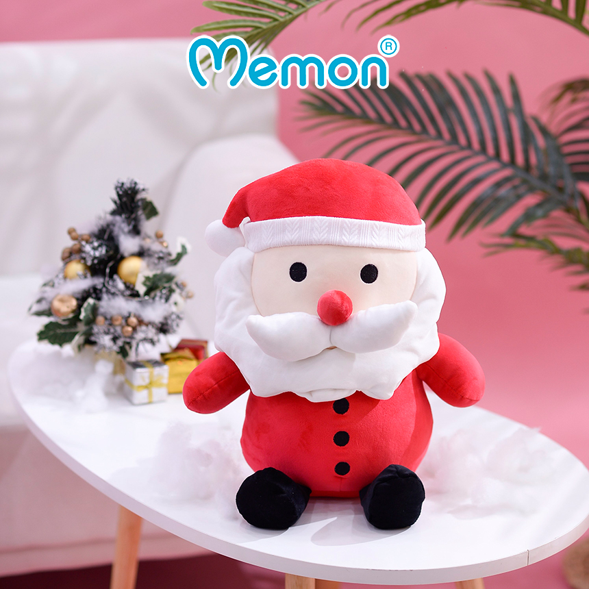 Gấu Bông Ông Già Noel Cúc Đen 30cm, 40cm Cao Cấp Memon - Gấu Bông Qùa Tặng Giáng Sinh