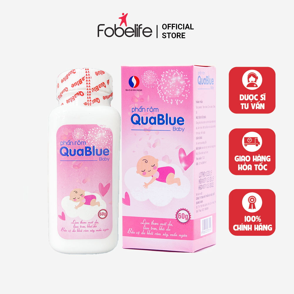 Phấn Rơm Dành Cho Bé Ngăn Ngừa Rôm Sảy Quablue Baby - Chai 60g