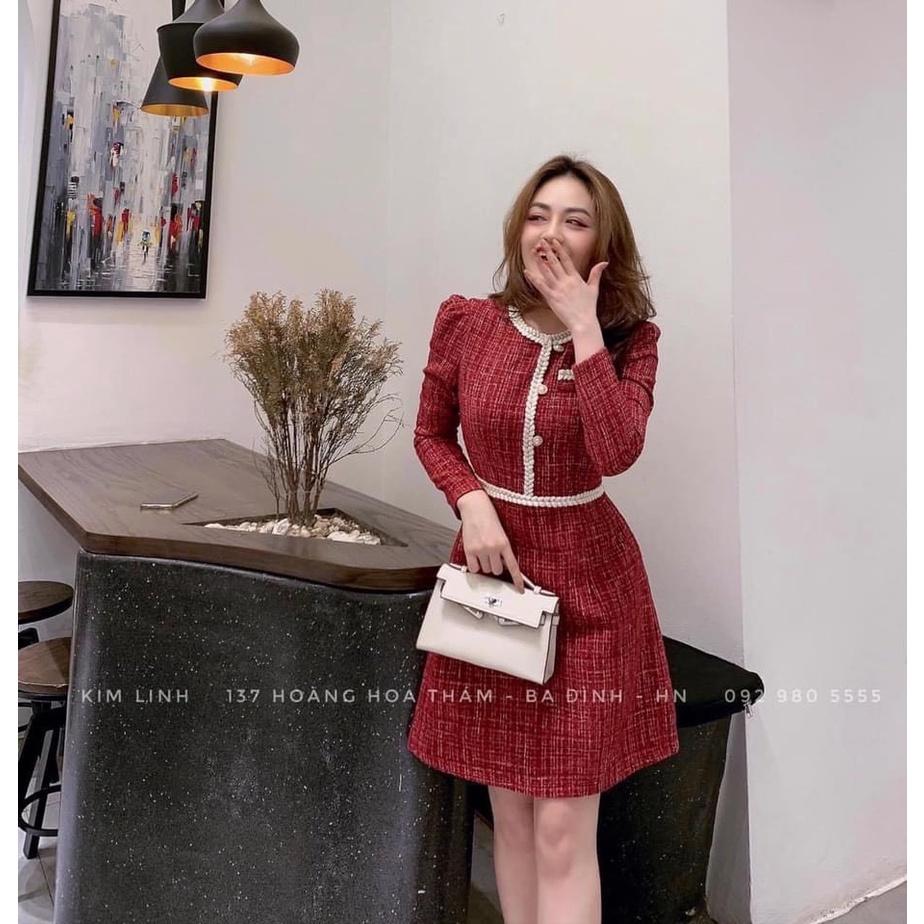 VÁY DẠ ĐỎ VIỀN TRẮNG CÚC NGỌC