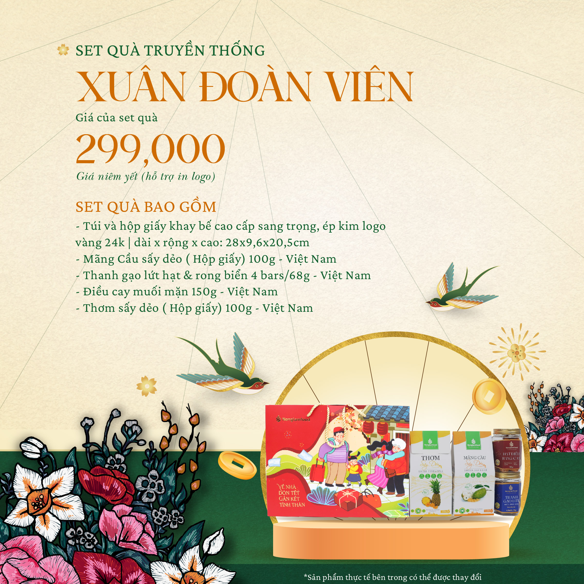 [BỘ QUÀ TẾT 2025] Set quà Tết Đoàn Viên 1 Nonglamfood| Hạt mứt tết cao cấp Xuân Ất Tỵ cho người thân